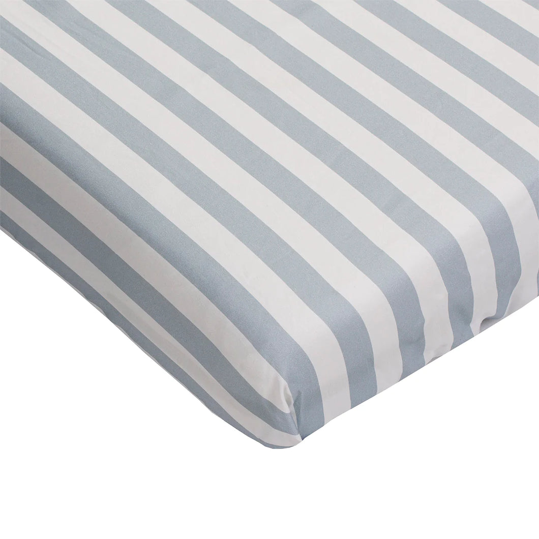 White/Blue Stripe Crib Sheet